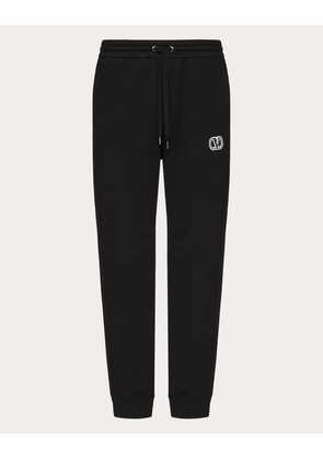 Valentino TECHNICAL COTTON JOGGERS WITH VLOGO SIGNATURE PATCH Man BLACK M
