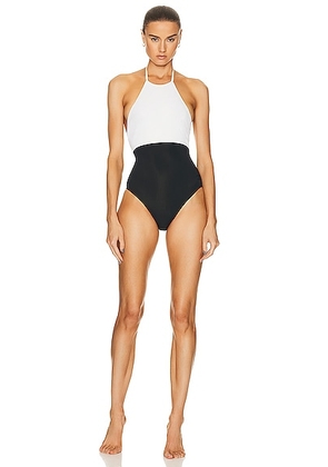 chanel Chanel Colorblock Logo One Piece Swimsuit in Multi - Black,White. Size 38 (also in ).