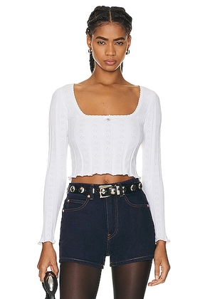 Alexander Wang Cropped Long Sleeve Top in Soft White - White. Size S (also in ).