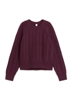 Cable-Knit Wool Jumper - Red