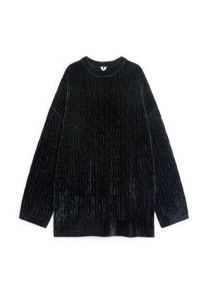 Cable-Knit Chenille Jumper - Black