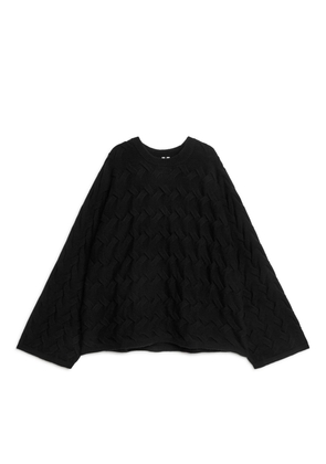 Cable-Knit Wool Jumper - Black