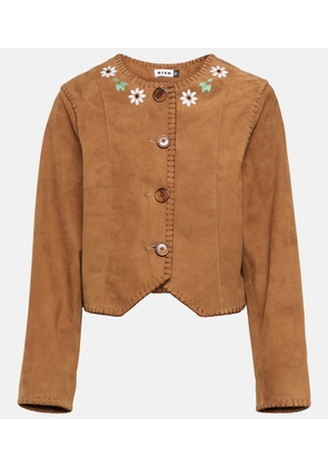 Rixo Marianne embroidered suede jacket