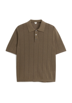 Pointelle-Knit Polo Shirt - Beige