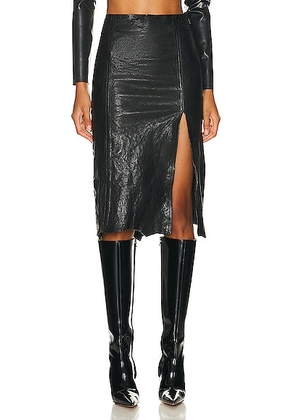 Diesel Leather Midi Skirt in Black - Black. Size 38 (also in ).