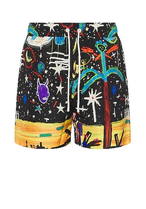 Palm Angels Starry Night Swimshorts in Black & Multi - Black. Size S (also in ).