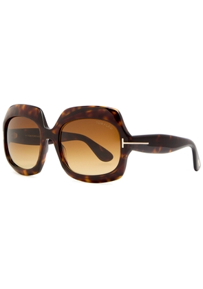 Tom Ford Ren Oversized Sunglasses - Brown Havana