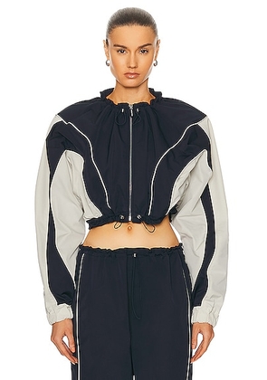 GRLFRND Cinched Bomber Jacket in Navy & Ivory - Navy. Size S (also in XS, XXS).