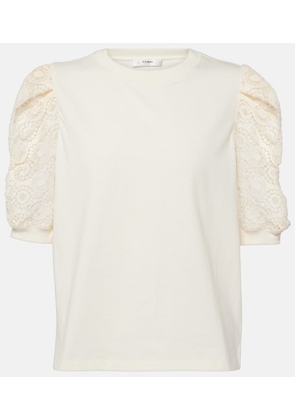 Frame Frankie lace-trimmed cotton jersey top