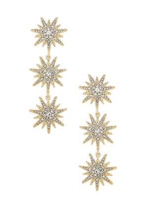 BaubleBar Callisto Drop Earrings in Metallic Gold.