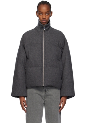 TOTEME Gray Funnel Neck Down Jacket