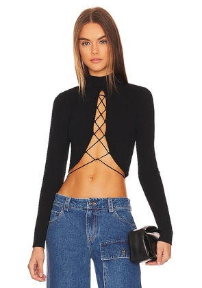 Bardot Safiya Plunge Knit Top in Black. Size M, XL.