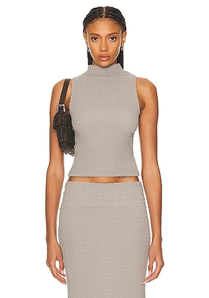 Enza Costa Puckered Sleeveless Hi-neck Top in Limestone - Grey. Size XS (also in ).