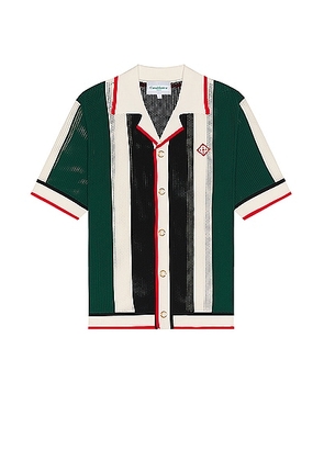 Casablanca Striped Mesh Shirt in Green & White Stripe - Green. Size XL (also in ).