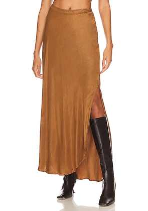 Bella Dahl Asymmetric Side Slip Bias Skirt in Cognac. Size XS.