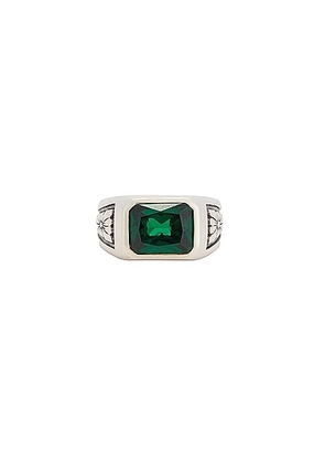 MAPLE Midnight Ring Slim in Silver 925 & Emerald - Green. Size 10 (also in 9).