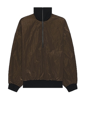 Fear of God Wrinkled Polyester Half Zip High Neck Track Jacket in Mocha - Brown. Size M (also in XL/1X).