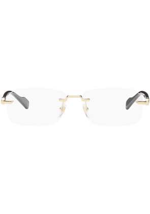 Gucci Gold & Black Rimless Rectangle Glasses