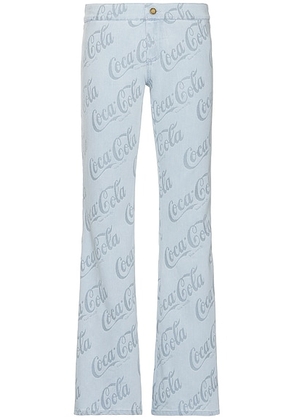 ERL Jacquard Denim Flare Pants Woven in Grey Coca Cola - Blue. Size L (also in ).