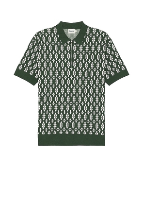 Bound Theodore 1/4 Heavy Knit Polo in Green. Size S.