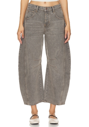 Free People x We The Free Good Luck Mid Rise Barrel in Grey. Size 25, 26, 27, 28, 29, 30, 31, 32.