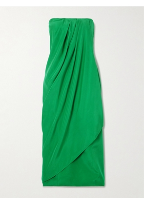 GAUGE81 - Onna Strapless Draped Silk-satin Midi Dress - Green - EU 34,EU 36,EU 38,EU 40,EU 42,EU 44