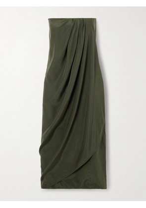 GAUGE81 - Onna Strapless Draped Silk-satin Midi Dress - Green - EU 34,EU 36,EU 38,EU 40,EU 42,EU 44