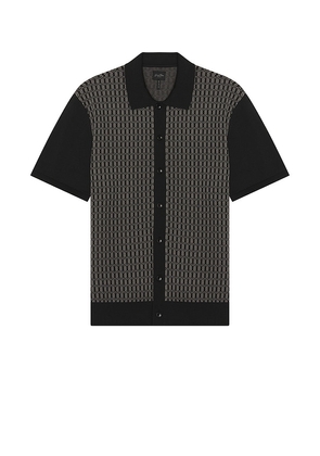 Good Man Brand Essex Short Sleeve Geo Knit Shirt in Black. Size M, S, XL.