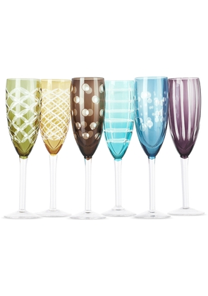 POLSPOTTEN Multicolor Cuttings Champagne Glass Set