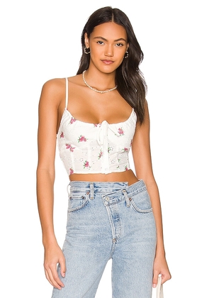 MORE TO COME Marie Embroidered Cami Top in White. Size XL.
