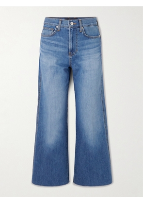Veronica Beard - Taylor Cropped Frayed High-rise Wide-leg Jeans - Blue - 23,24,25,26,27,28,29,30,31,32