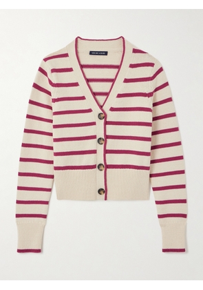 Veronica Beard - Noorie Striped Knitted Cotton Cardigan - Ecru - x small,small,medium,large