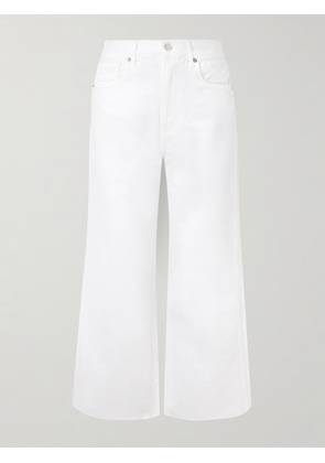 Veronica Beard - Taylor Cropped Frayed High-rise Wide-leg Jeans - White - 23,24,25,26,27,28,29,30,31,32