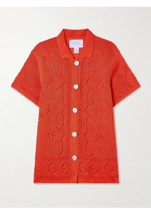 Calle Del Mar - Pointelle-knit Shirt - Red - x small,small,medium,large,x large