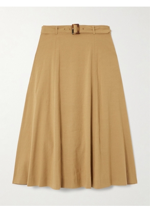 Veronica Beard - Arwen Belted Pleated Linen-blend Midi Skirt - Neutrals - US0,US2,US4,US6,US8,US10,US12