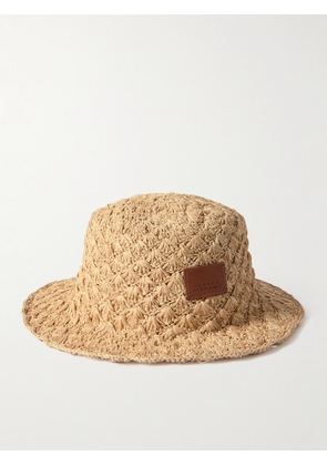 Isabel Marant - Leather-appliquéd Raffia Bucket Hat - Neutrals - One size