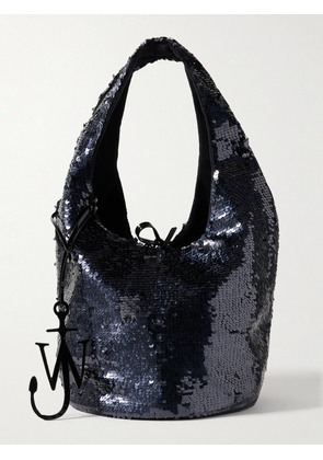 JW Anderson - Mini Reversible Faux Patent-leather Trimmed Sequined Jersey Tote - Black - One size