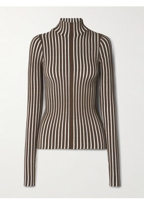 Interior - The Ridley Ribbed Cotton-blend Turtleneck Sweater - Brown - x small,small,medium,large,x large