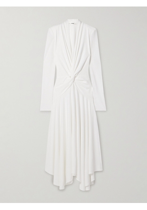 Interior - The Aria Asymmetric Twist-front Crepe Maxi Dress - Ivory - x small,small,medium,large,x large