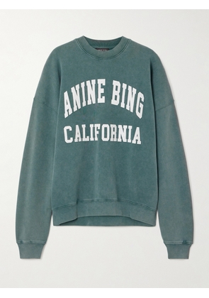 Anine Bing - Miles Appliquéd Cotton-jersey Sweatshirt - Green - x small,small,medium,large