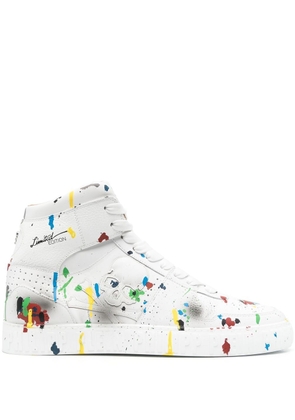 Philipp Plein painted high-top sneakers - White
