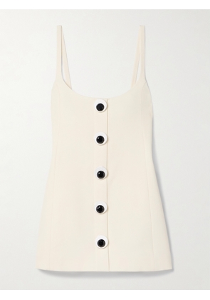 AREA - Button-embellished Paneled Wool-twill Mini Dress - Cream - US0,US2,US4,US6,US8,US10