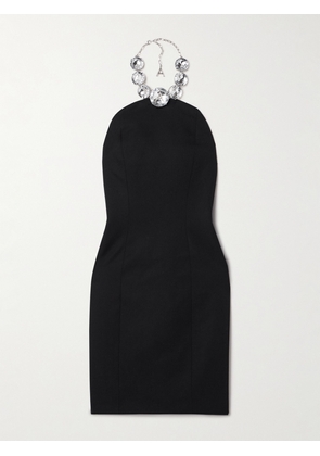 AREA - Embellished Wool-twill Halterneck Mini Dress - Black - US0,US2,US4,US6,US8
