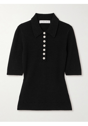 Proenza Schouler White Label - Spencer Pointelle-knit Bouclé Polo Top - Black - x small,small,medium,large,x large