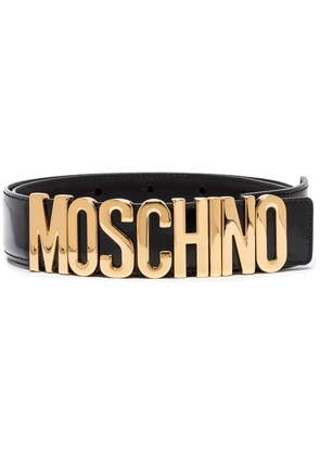 Moschino logo-plaque buckled belt - Black