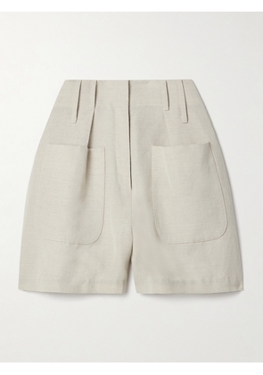 Co - Pleated Wool And Hemp-blend Canvas Shorts - Neutrals - US0,US2,US4,US6,US8,US10,US12