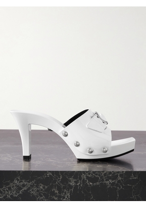 Versace - Embellished Patent-leather Mules - White - IT35,IT36,IT36.5,IT37,IT37.5,IT38,IT38.5,IT39,IT39.5,IT40,IT40.5,IT41