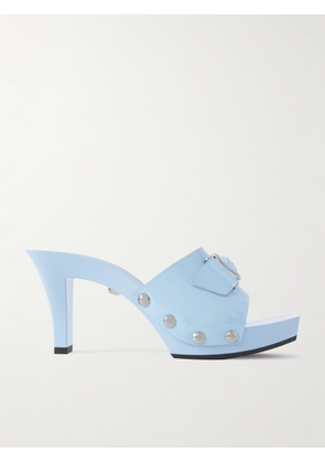 Versace - Embellished Patent-leather Mules - Blue - IT36,IT37,IT37.5,IT38,IT38.5,IT39,IT39.5,IT40,IT41