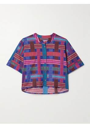 Saloni - Jude Cropped Printed Cotton-voile Shirt - Multi - UK 4,UK 6,UK 8,UK 10,UK 12,UK 14,UK 16