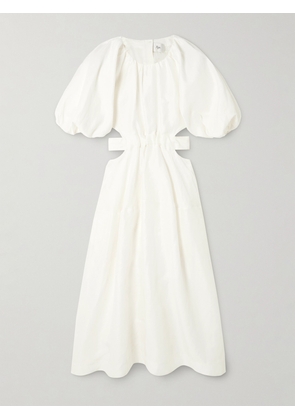 Aje - Mimosa Cutout Gathered Linen-blend Midi Dress - Ivory - UK 4,UK 6,UK 8,UK 10,UK 12,UK 14,UK 16